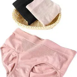 wincly fashion Pack of 3 Breathable Soft Stratchable StayFresh Cotton Nylon Blend Highrise Tummy Hide Women Hipster Multicolor Panty-picture-23