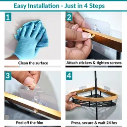 plantex Corner Shelf for Bathroom/Rack Shelf/Storage Organizer for Kitchen-(8 X 8 in) Stainless Steel, Aluminium Wall Shelf image 4