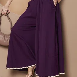 lookshine Women Relaxed Purple Polyester Trousers-picture-39