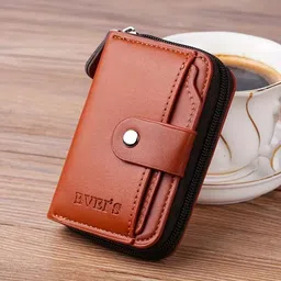 tpj mart Men & Women Casual Tan Genuine Leather RFID Card Holder-picture-48