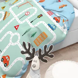 Polka Tots Green Cartoon Characters AC Room 210 GSM Single Bed Comforter-image-10