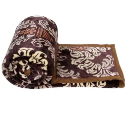 Signature Brown & Cream Floral Woollen AC Room Double Bed Blanket-image-94