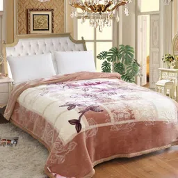 Signature Signature Club Collection Beige Floral Heavy Winter Double Bed Blanket-picture-33