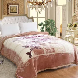 Signature The Club Collection Beige Floral Heavy Winter Double Bed Blanket-picture-22