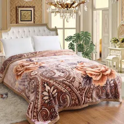 Signature The Club Collection Brown Floral Heavy Winter Double Bed Blanket-picture-41