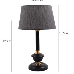 foziq Comyo Grey Fabric Shade Night Lamp With Metal Base image 5
