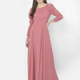 eavan Women Fit and Flare Pink Maxi/Full Length Dress image 3