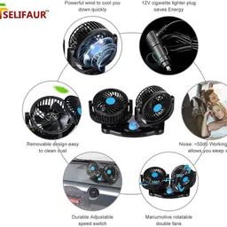 selifaur TSC305 Mitchell 12V DC Electric Car Fan for Dashboad Car Interior Fan image 5