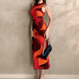 thecozynest Women Bodycon Red Below Knee Dress-picture-20