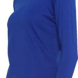 ap'pulse Women Solid Hooded Neck Pure Cotton Blue T-Shirt image 2