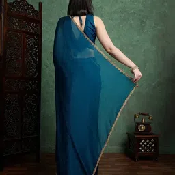 amavii Solid/Plain Bollywood Chiffon Saree image 2
