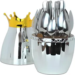elite commerce Elegant Crown Spoon Fork Knife Set Egg Shape Package Stainless Steel Cutlery Set-picture-30