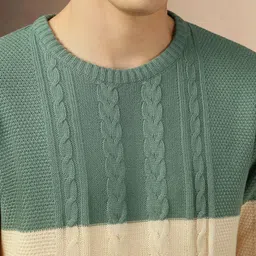 dennis lingo Men Colorblock Round Neck Multicolor Sweater image 4