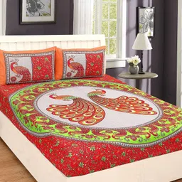 s r enterprises Cotton Double Flat 141 TC Jaipuri Prints Bedsheet-picture-17