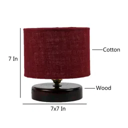 new era Classic Wooden Night Lamp with Jute Shade (Brown & Maroon) image 3