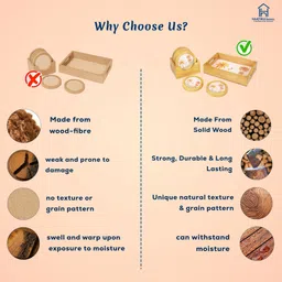 haathka homes Wooden Boho Serving Tray & coaster set Tray Serving Set image 5