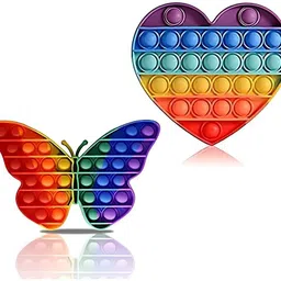 littlewish Pop It Toy Set Pop Toys Stress Relief Fidgets Toy heart and butterfly puppet-picture-19