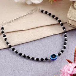 PRIVIU Silver-Plated Beads Evil Eye Anklet-picture-19