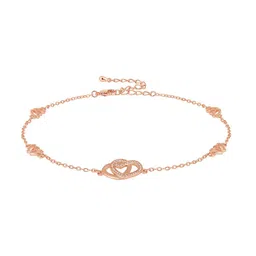 Peora Rose Gold-Plated CZ-Studded Anklet image 2