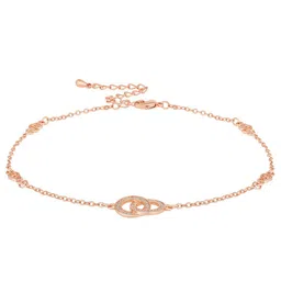 Peora Rose Gold-Plated CZ Studded Anklet image 2