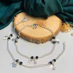 ABDESIGNS Set of 2 Silver Plated Bedded Anklet image 2