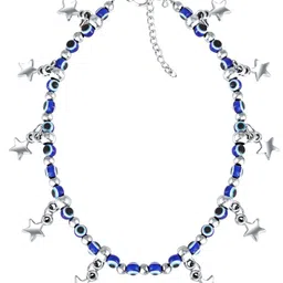 MEENAZ Silver Plated Artificial Beads Stainless Steel Anklet image 3