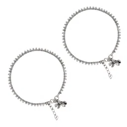 TEEJH Silver-Plated Oxidised Ghungroo Anklet image 4