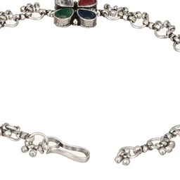 Saraf RS Jewellery Set Of 2 Silver-Plated Stones Studded Anklets image 5