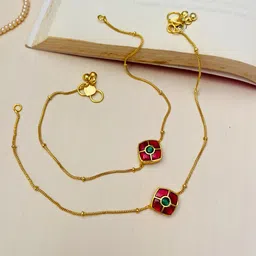 ABDESIGNS Gold-Plated Kundan Stone Studded Anklets-picture-41