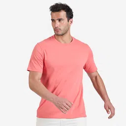 domyos Cotton Crew Neck Men's T-Shirt Essential 500 - Pomelo Pink-picture-34