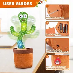 leviathan Educational Musical Toys-Dancing Cactus Toy with USB Charger Talking Cactus Toy, image 2