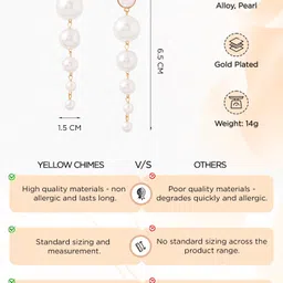 yellow chimes Statement Wear Latest Fashion Pearl Danglers Gold Plated Earrings for Women and Girls Pearl Metal Drops & Danglers image 4