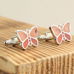 Alvaro Castagnino Silver-Toned & Red Quirky Butterfly Shaped Cufflink-picture-31