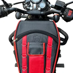 uniware RE Hunter 350 Leather Scratch Proof Mobile Pocket Tank Cover/Bag (Black, Red) Strap Royal Enfield NA Bike Tank Cover-picture-15