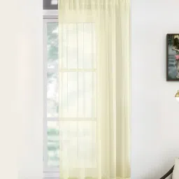 the conversion Cream Linen Solids 9ft sheer Rod Pocket Long Door Curtain image 1