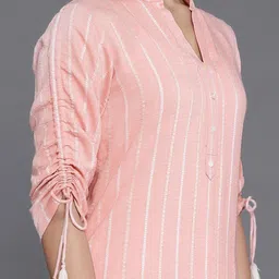 Libas Striped Mandarin Collar Kurti image 2