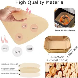zoriada AIR-Fryer-Paper-Square Kitchen Tool Set image 2