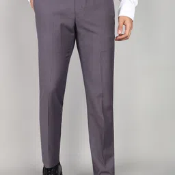 Men Slim Fit Purple Cotton Blend Trousers-image-4