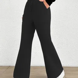 dockstreet Women Solid Black Track Pants image 3