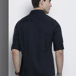 the indian garage co. Men Slim Fit Solid Spread Collar Casual Shirt image 4