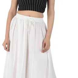 rajvila Women Flared White Viscose Rayon Trousers image 5