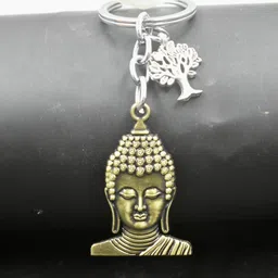 Lord Bhagwan Buddha Metal Tree of Life Bronze Keychain for Car Bike Home Key Chain-image-1