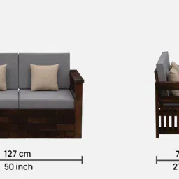 woodsworth from pepperfry Indus Sheesham Wood 2 Seater Sofa In Provincial Teak Finish image 2