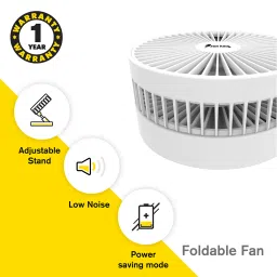 sun king 203.2mm 3 Blade Rechargeable Pedestal Fan with 7650 mAh Battery (BLDC Motor, White) image 4