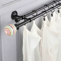 Premium 19mm Iron Curtain Rod with Multi Colour Ceramic Finial by TheDecorMart-image-37