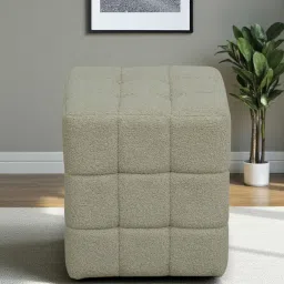 casacraft from pepperfry Paco Boucle Fabric Square Pouffe in Lunar Grey Colour image 1