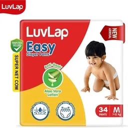 luvlap Easy Diaper Pants, Medium , for babies upto 7-12Kg, Pant style diaper, Aloe Vera - M image 1