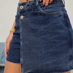street9 Women Solid A-line Blue Skirt image 4