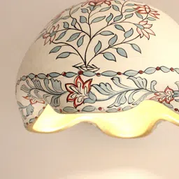 radhika dahlan HandPainted Traditional Print Terracotta & Wood Uplight Wall Sconces (Beige) image 3