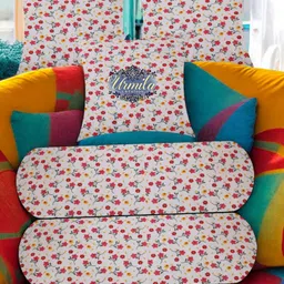 urmila creation 2 Bolster 3 Cushion Microfibre Floral Bolster Pack of 5-picture-29